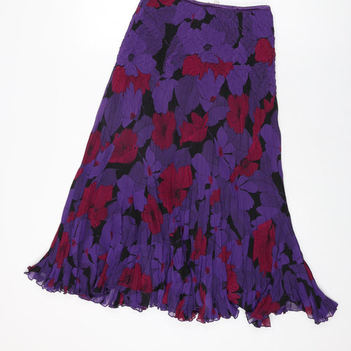 Country Casuals Womens Purple Floral Polyester Flare Skirt Size S