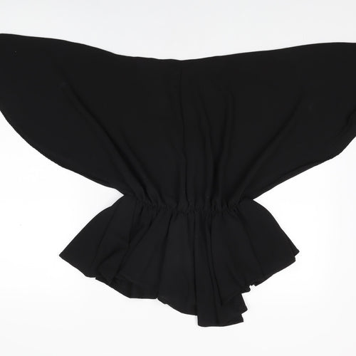 PRETTYLITTLETHING Womens Black Polyester Basic Blouse Size 8 V-Neck