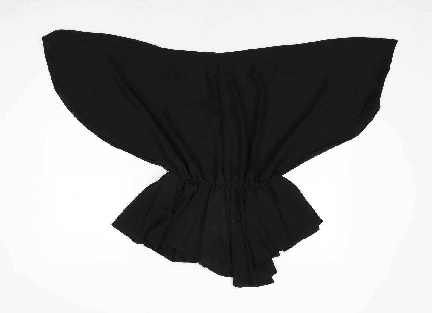 PRETTYLITTLETHING Womens Black Polyester Basic Blouse Size 8 V-Neck