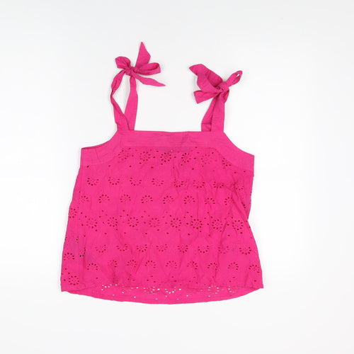 Dorothy Perkins Womens Pink Floral Cotton Basic T-Shirt Size 8 Square Neck