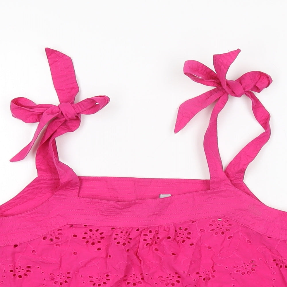 Dorothy Perkins Womens Pink Floral Cotton Basic T-Shirt Size 8 Square Neck