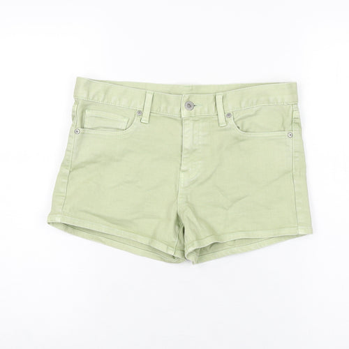 Uniqlo Womens Green Cotton Hot Pants Shorts Size 26 in Regular Zip