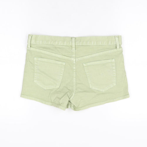 Uniqlo Womens Green Cotton Hot Pants Shorts Size 26 in Regular Zip