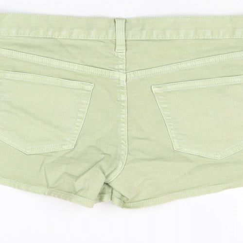 Uniqlo Womens Green Cotton Hot Pants Shorts Size 26 in Regular Zip