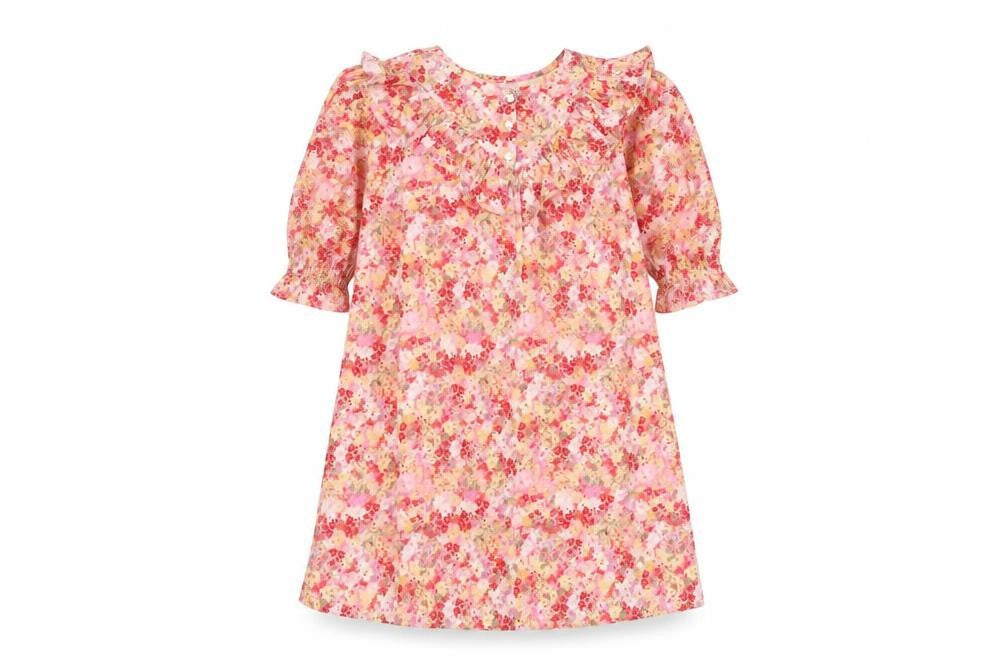 NEXT Girls Pink Floral Cotton Shift Size 12 Years Round Neck Button