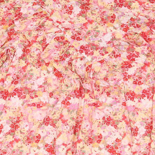 NEXT Girls Pink Floral Cotton Shift Size 12 Years Round Neck Button