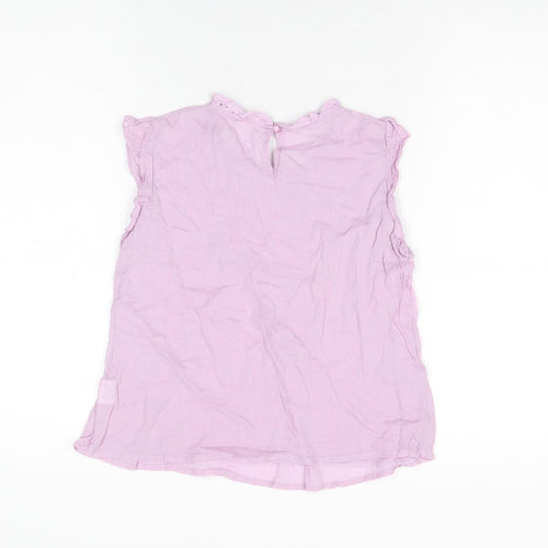 Loevia Girls Purple Floral Cotton Basic T-Shirt Size 14 Years Round Neck Button
