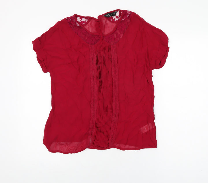 Dorothy Perkins Womens Pink Viscose Basic T-Shirt Size 10 Round Neck