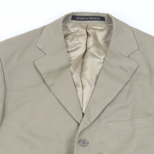 St Michael Mens Beige Lyocell Jacket Blazer Size 38 Regular - Vintage