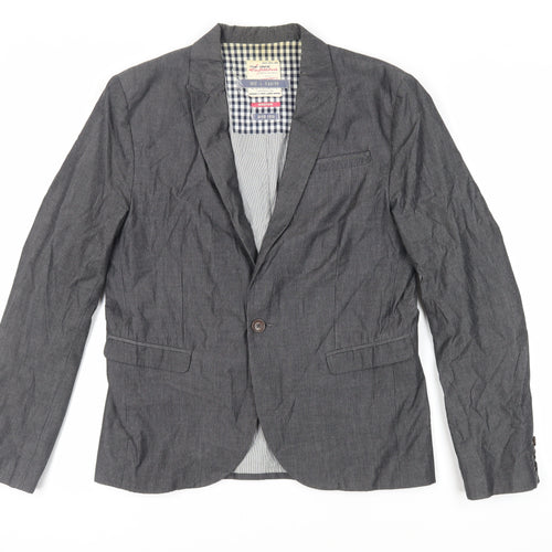 River Island Mens Grey Striped Jacket Blazer Size M Button
