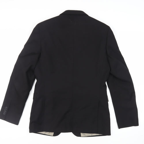 Topman Mens Black Polyester Jacket Suit Jacket Size 40 Regular