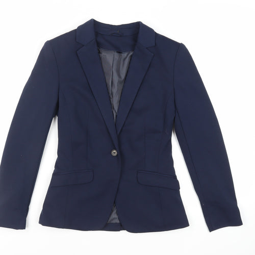 H&M Womens Blue Jacket Blazer Size 8 Button