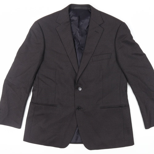 Marks and Spencer Mens Black Geometric Wool Jacket Suit Jacket Size 42 Regular