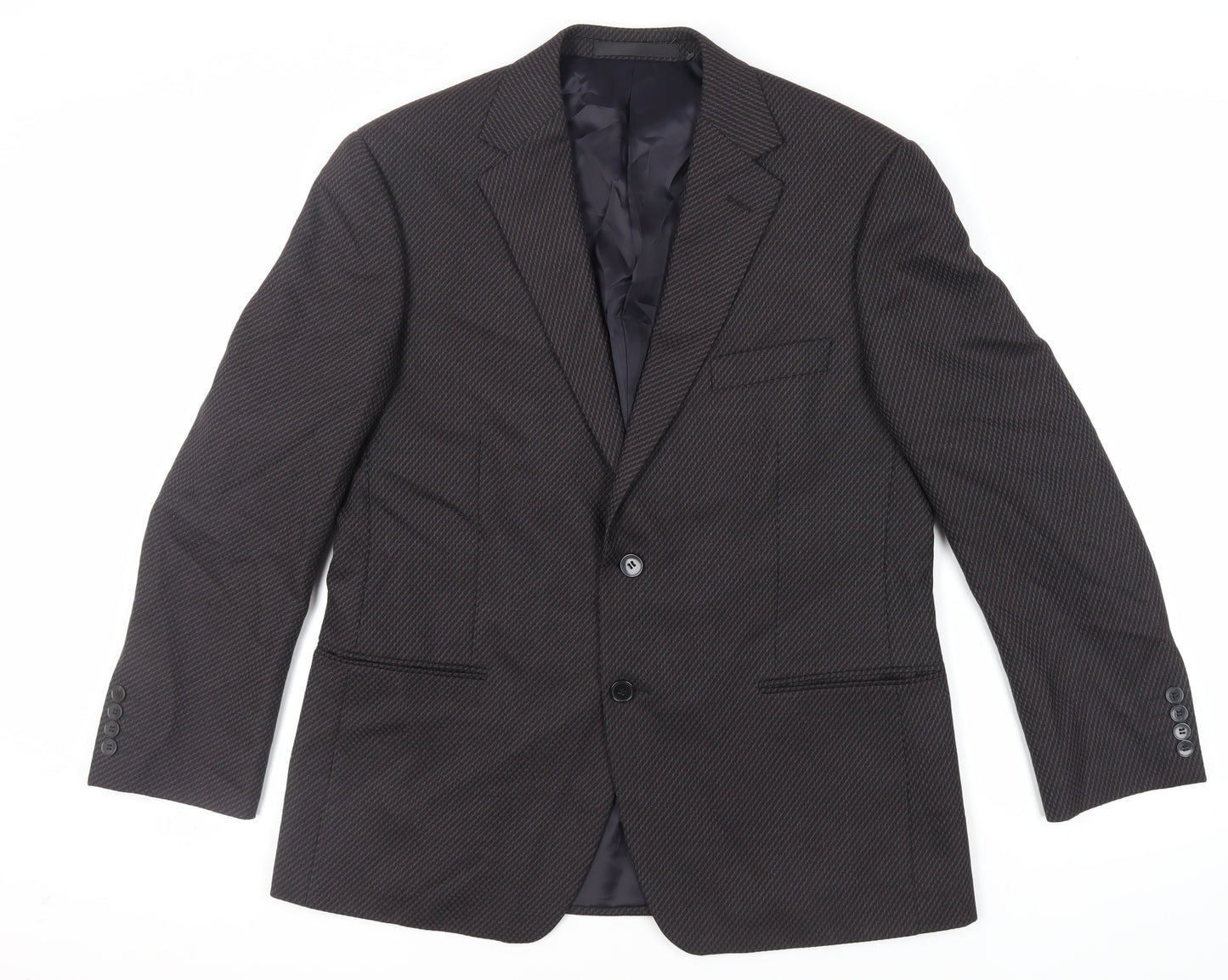 Marks and Spencer Mens Black Geometric Wool Jacket Suit Jacket Size 42 Regular