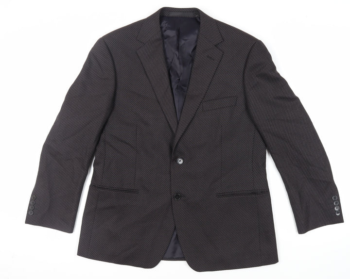 Marks and Spencer Mens Black Geometric Wool Jacket Suit Jacket Size 42 Regular