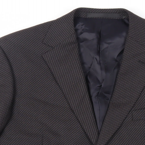 Marks and Spencer Mens Black Geometric Wool Jacket Suit Jacket Size 42 Regular
