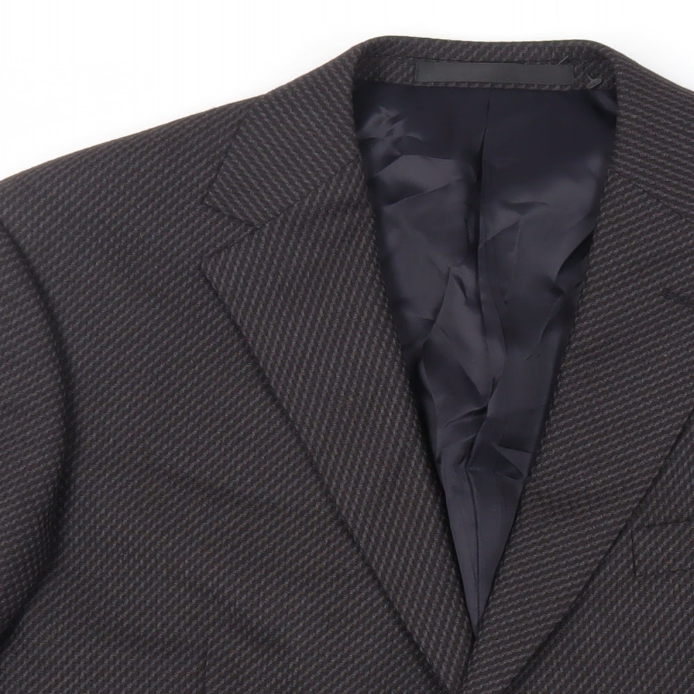 Marks and Spencer Mens Black Geometric Wool Jacket Suit Jacket Size 42 Regular