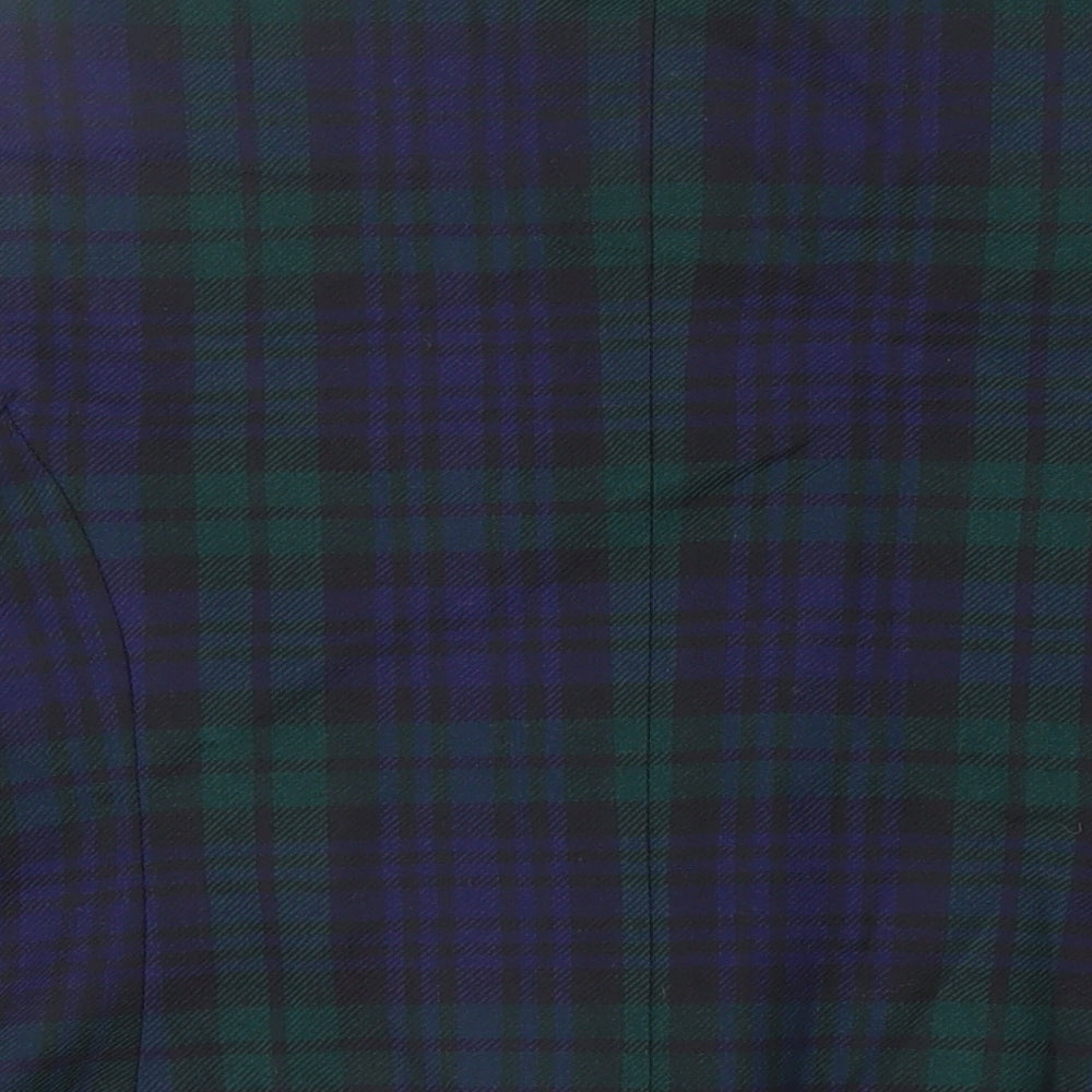 Edinburgh Womens Blue Plaid Jacket Blazer Size 16 Button - Vintage