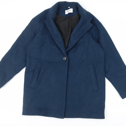 Marvin Browne Womens Blue Pea Coat Coat Size L Button