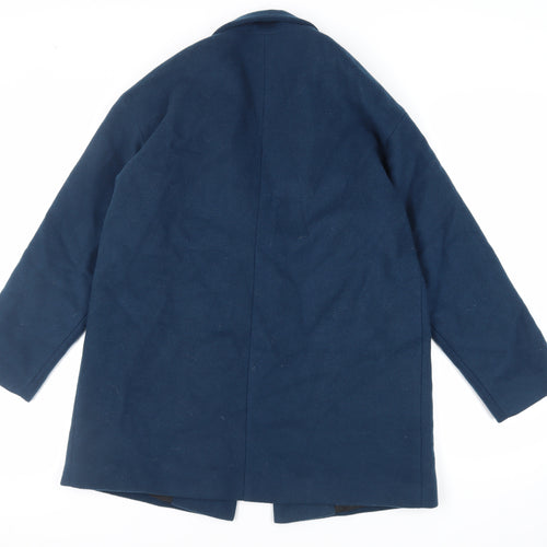 Marvin Browne Womens Blue Pea Coat Coat Size L Button