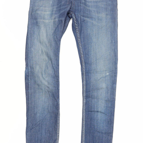 Topman Mens Blue Cotton Skinny Jeans Size 28 in L31 in Regular Zip