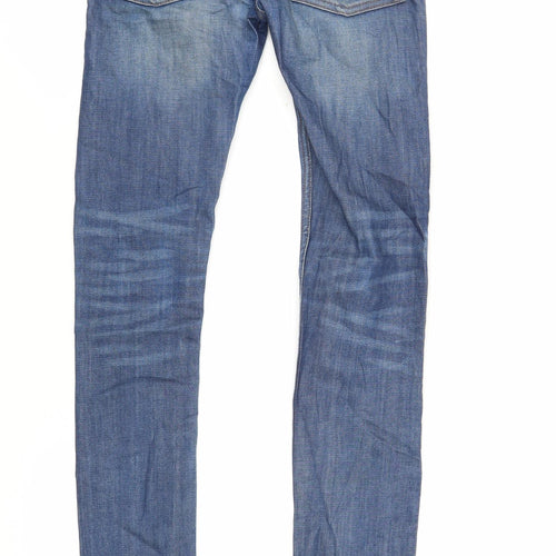 Topman Mens Blue Cotton Skinny Jeans Size 28 in L31 in Regular Zip