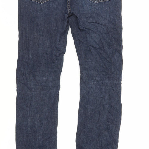 NEXT Womens Blue Cotton Straight Jeans Size 10 L29 in Regular Zip