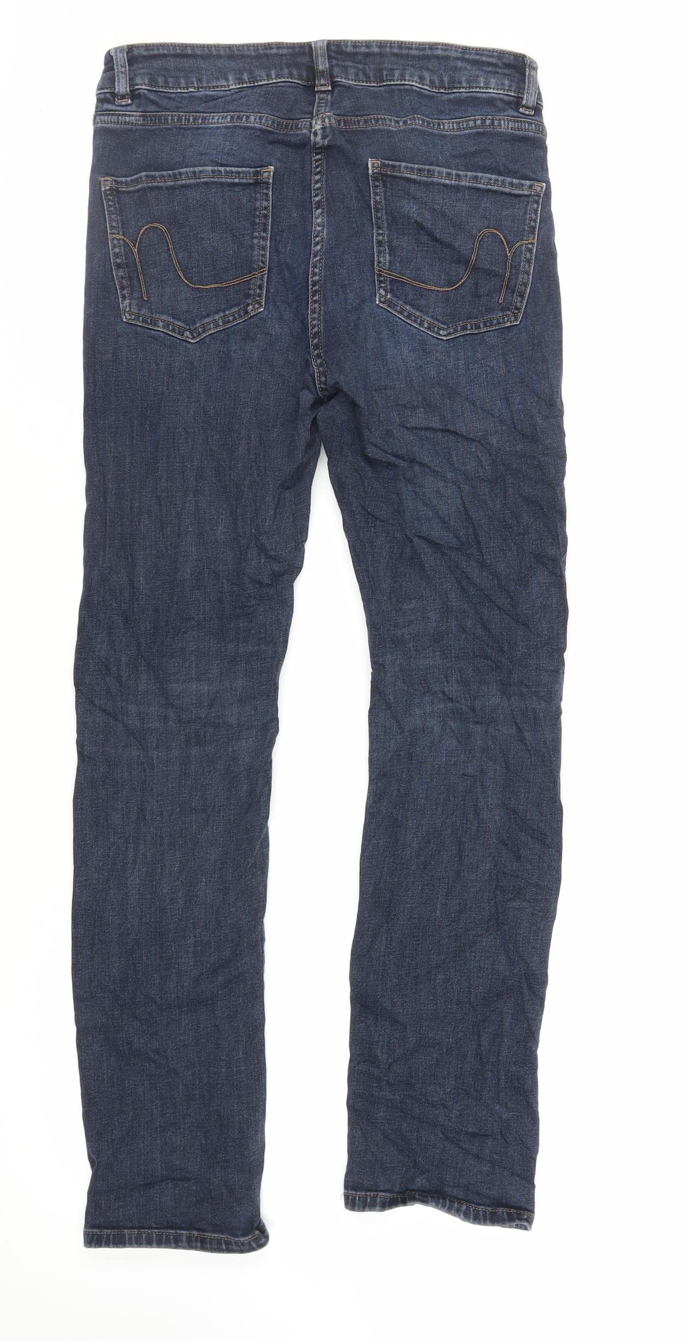 NEXT Womens Blue Cotton Straight Jeans Size 10 L29 in Regular Zip