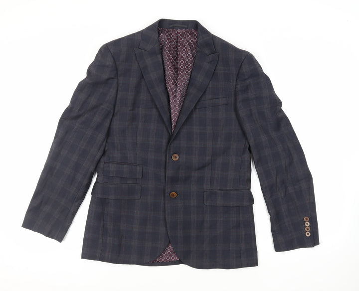NEXT Mens Blue Plaid Wool Jacket Suit Jacket Size 40 Regular