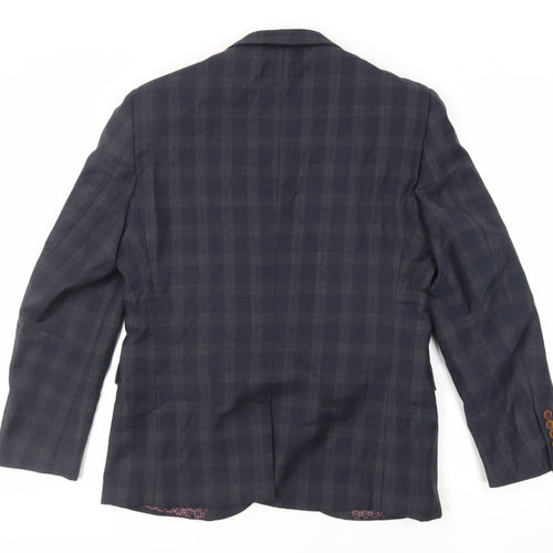 NEXT Mens Blue Plaid Wool Jacket Suit Jacket Size 40 Regular