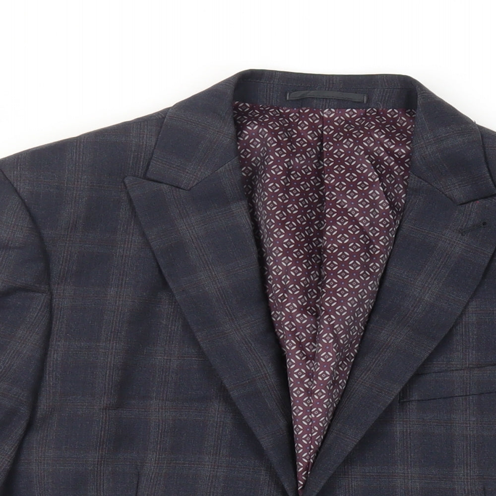 NEXT Mens Blue Plaid Wool Jacket Suit Jacket Size 40 Regular