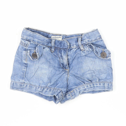 Vertbaudet Girls Blue Cotton Hot Pants Shorts Size 6 Years Regular Zip - Pockets