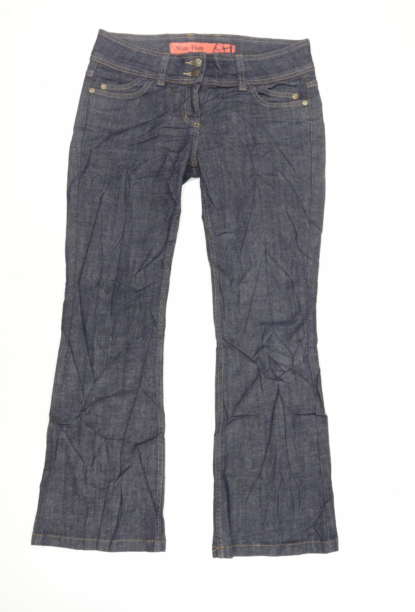Red Herring Womens Blue Cotton Flared Jeans Size 12 L30 in Regular Zip