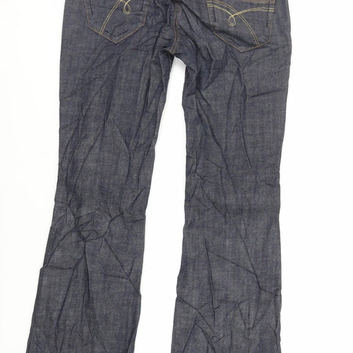 Red Herring Womens Blue Cotton Flared Jeans Size 12 L30 in Regular Zip