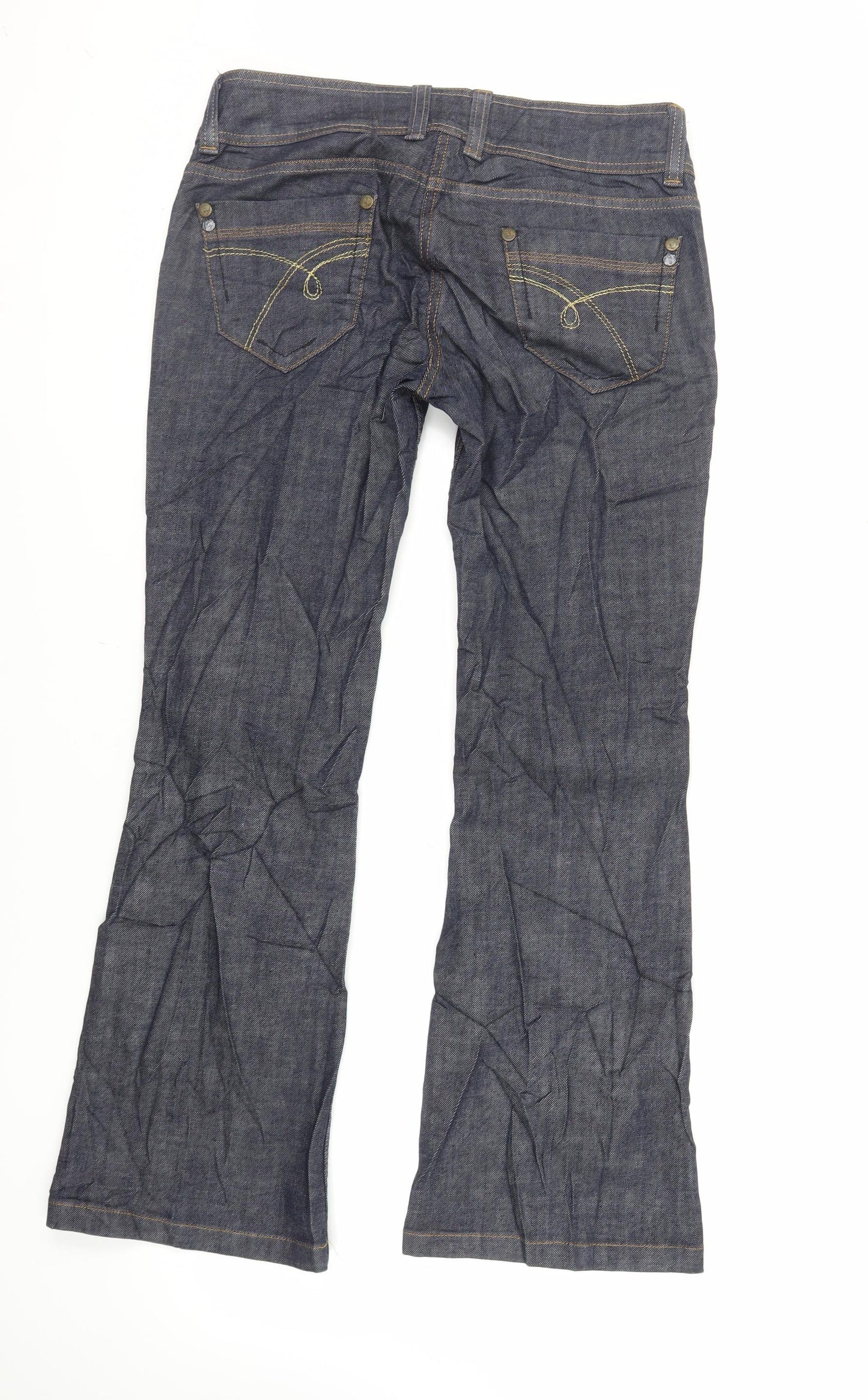 Red Herring Womens Blue Cotton Flared Jeans Size 12 L30 in Regular Zip