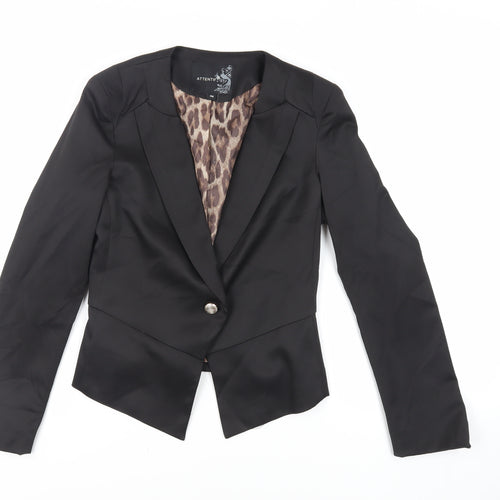 Attentif Womens Black Jacket Blazer Size 10 Button