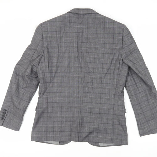 NEXT Mens Grey Plaid Polyester Jacket Suit Jacket Size 40 Regular