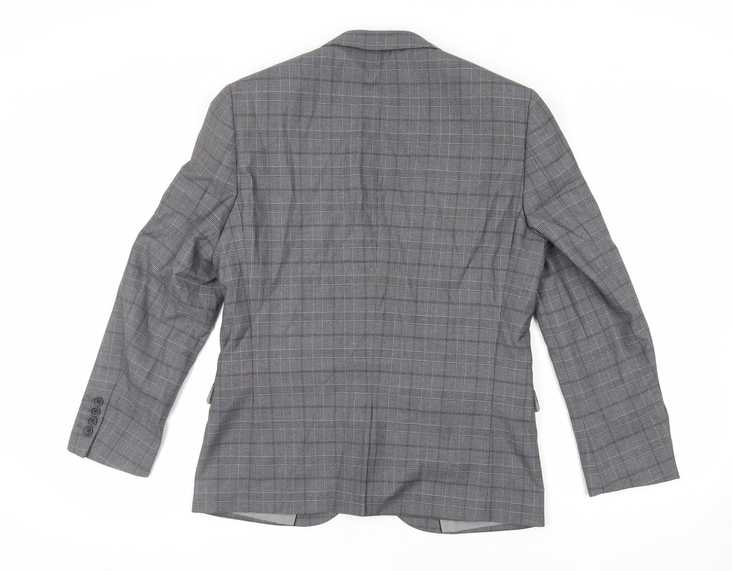 NEXT Mens Grey Plaid Polyester Jacket Suit Jacket Size 40 Regular