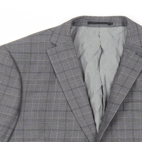 NEXT Mens Grey Plaid Polyester Jacket Suit Jacket Size 40 Regular
