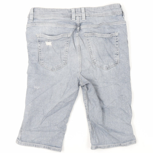 River Island Mens Blue Cotton Chino Shorts Size 28 in L11 in Regular Zip