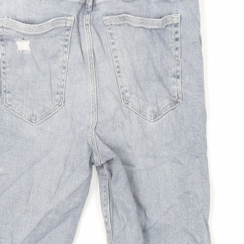 River Island Mens Blue Cotton Chino Shorts Size 28 in L11 in Regular Zip