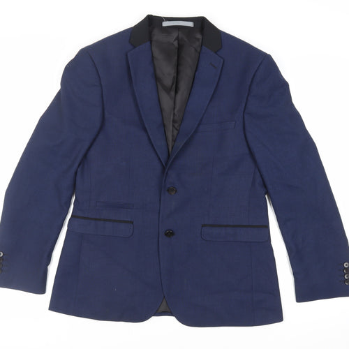 Burton Mens Blue Polyester Jacket Suit Jacket Size 40 Regular