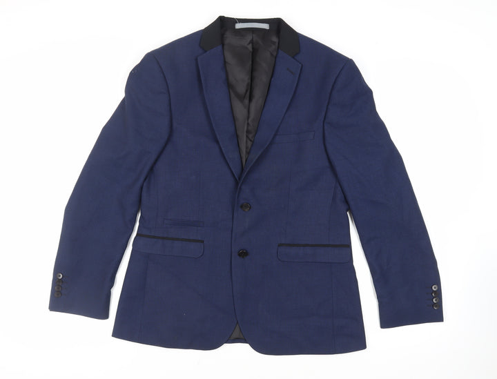 Burton Mens Blue Polyester Jacket Suit Jacket Size 40 Regular