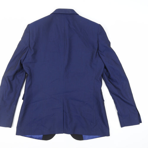 Burton Mens Blue Geometric Polyester Tuxedo Blazer Size 40 Regular