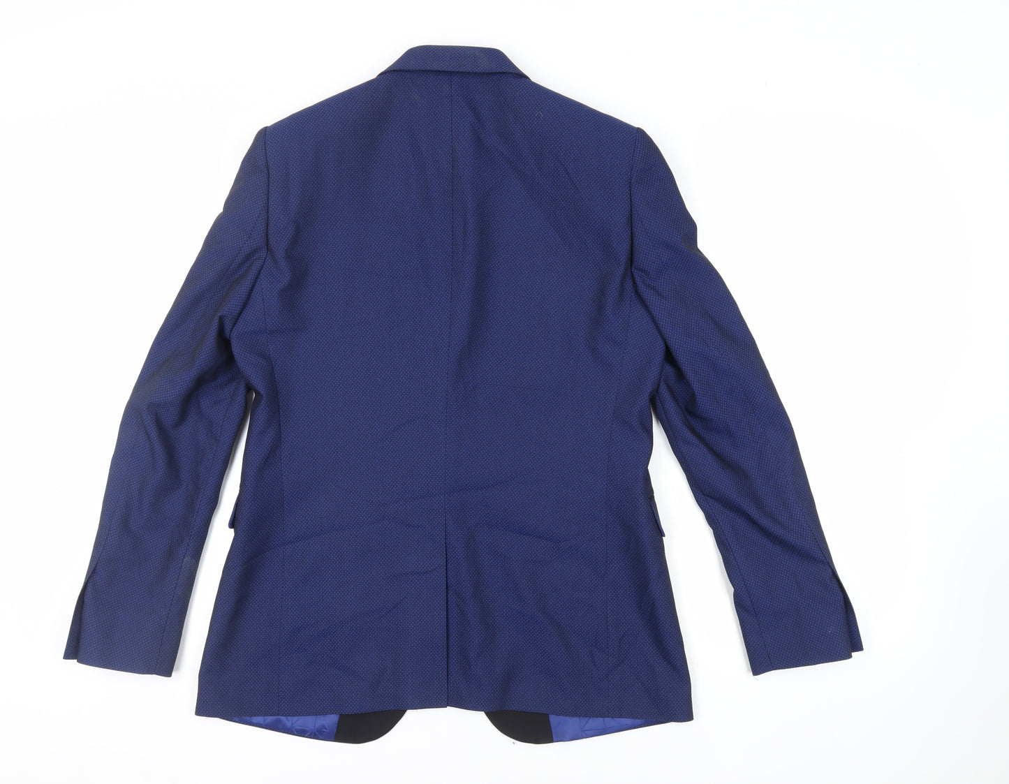 Burton Mens Blue Geometric Polyester Tuxedo Blazer Size 40 Regular