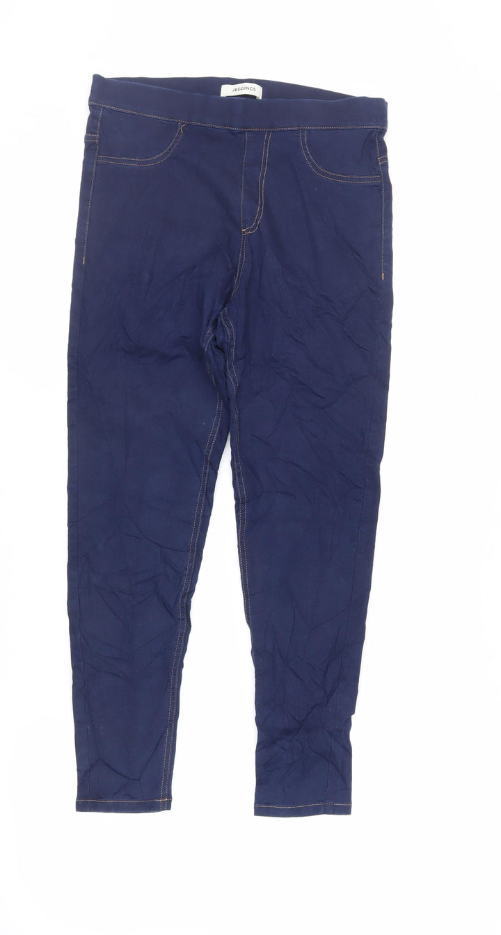 Marks and Spencer Womens Blue Cotton Jegging Jeans Size 12 L27 in Regular - Elasticated Waist