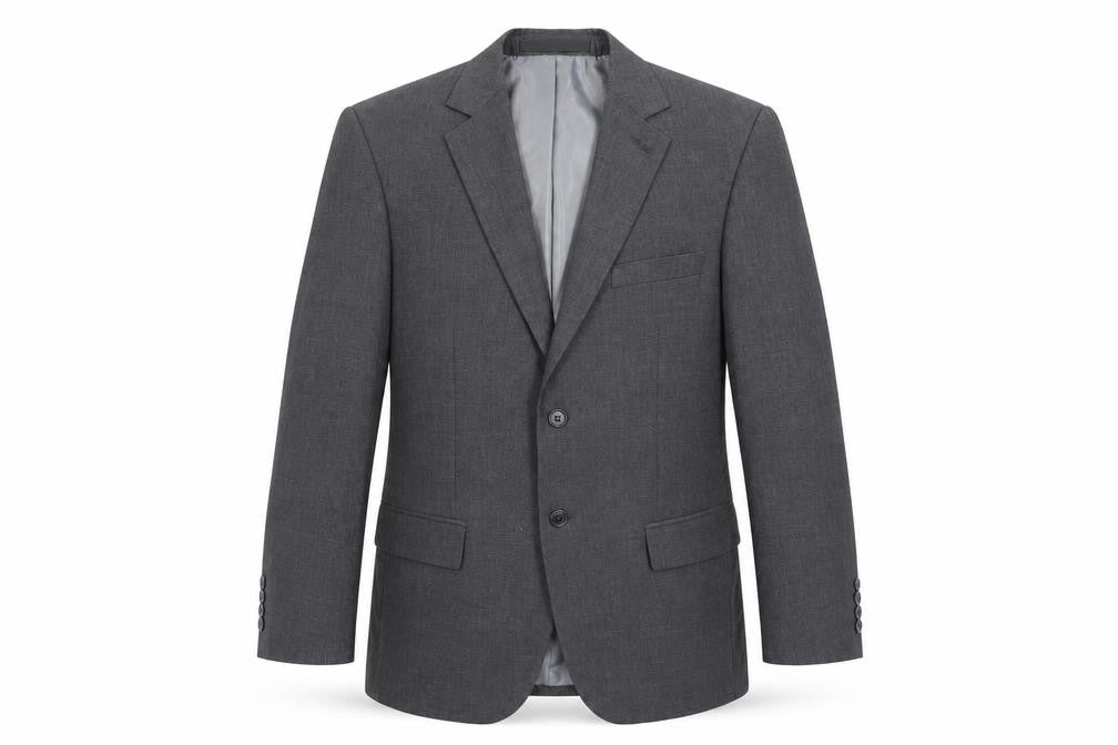 Front view of Marks & Spencer men’s grey polyester jacket suit jacket, size 40, regular