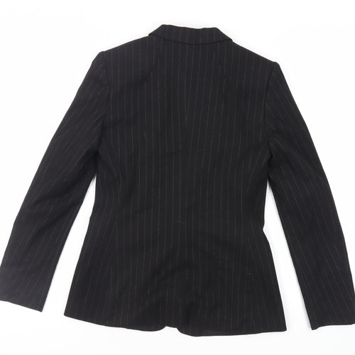 NEXT Womens Black Striped Jacket Blazer Size 8 Button
