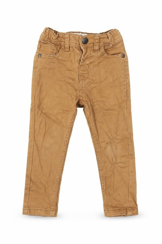 Denim & Co. Boys Brown Cotton Skinny Jeans Size 2-3 Years Regular Snap - Elasticated Waist