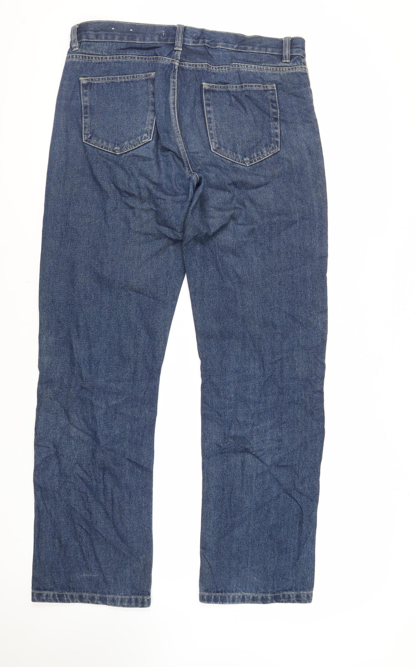 TU Mens Blue Cotton Straight Jeans Size 34 in L33 in Regular Zip